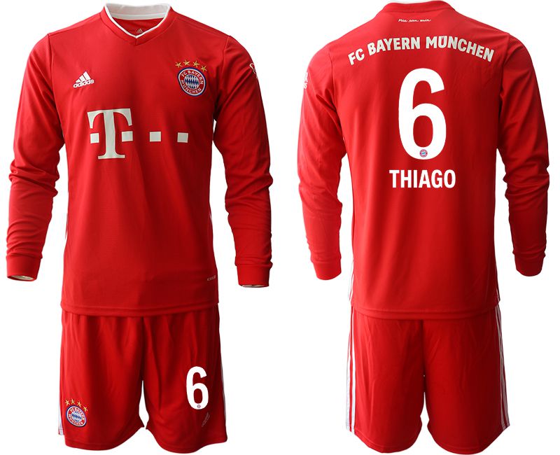 Men 2020-2021 club Bayern Munich home long sleeves #6 red Soccer Jerseys